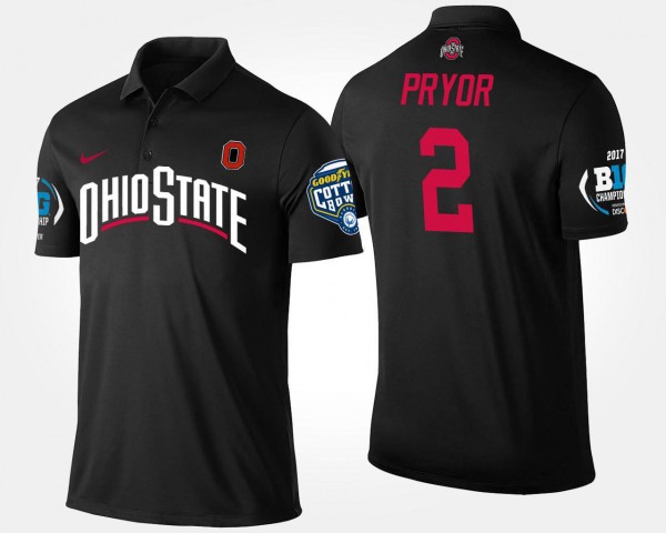 Ohio State Buckeyes Terrelle Pryor Men's #2 Big Ten Conference Cotton Bowl Bowl Game Black College Football Polo 2404WWXV7